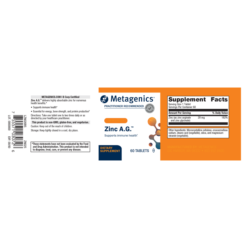 Zinc A.G.™, 60 Tablets , Emersons Form_Tablets tabs