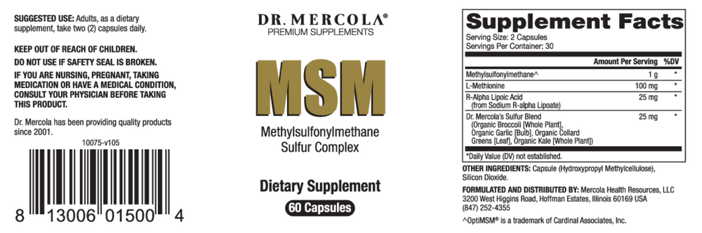 MSM with Organic Sulfer Complex, 60 Capsules