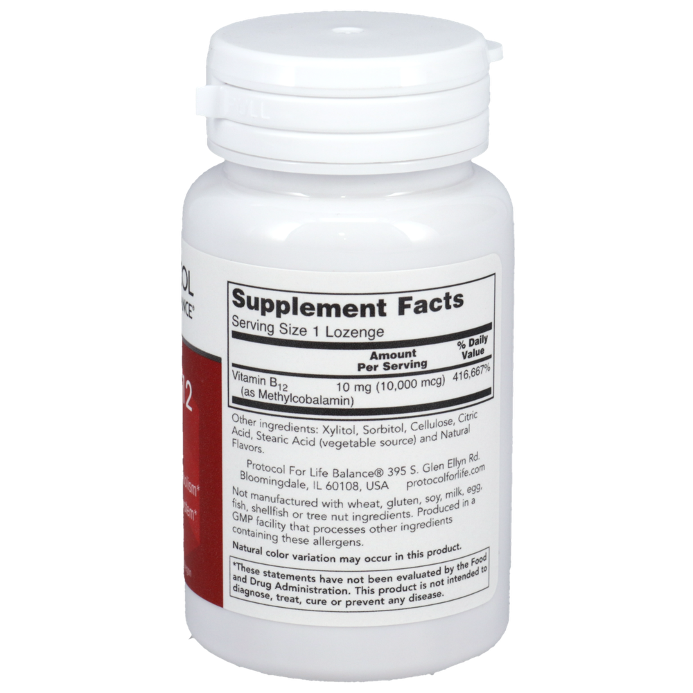 Methyl B12 10,000mcg, 60 Lozenges , Brand_Protocol for Life Balance Form_Lozenges lozenges Requires Consultation Size_60 Lozenges