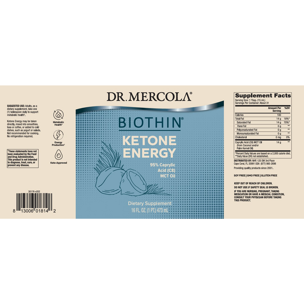 Biothin® Ketone Energy MCT Oil, 473 mL Liquid