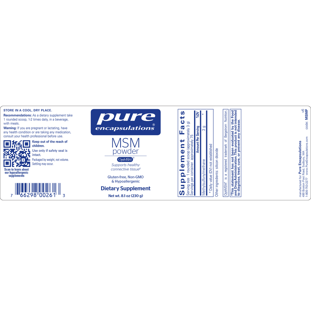 MSM Powder with OptiMSM®, 8 Oz (227 g) Powder , Brand_Pure Encapsulations Emersons powder