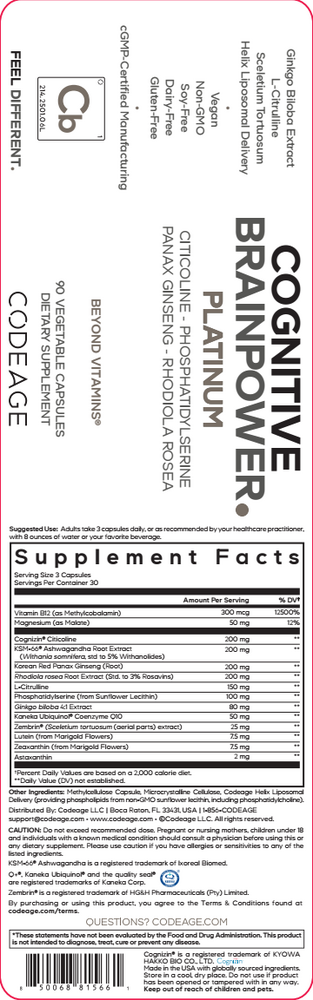 Cognitive Brainpower Platinum, 90 Capsules