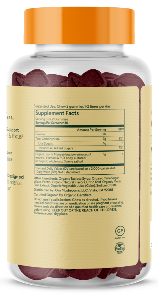 Lion's Mane Mushroom Gummies, 60 gummies , Form_Gummies