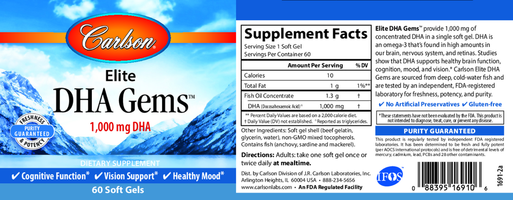 Elite DHA Gems, 60 Softgels
