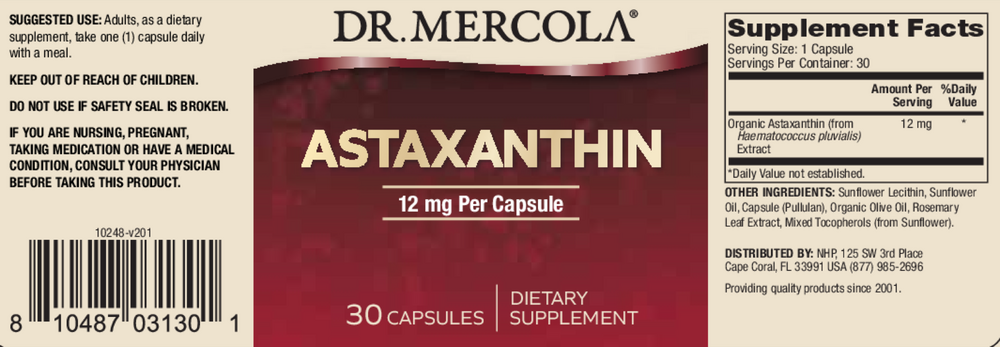 Astaxanthin 12mg, 30 Capsules