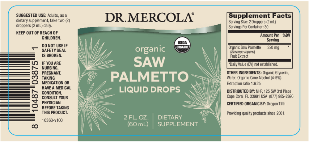 Organic Saw Palmetto, 60 mL Liquid