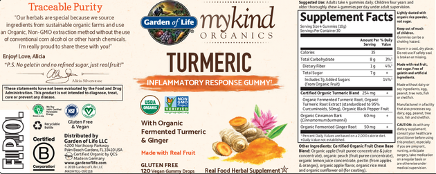 mykind Organics Herbal Turmeric, 120 Gummies