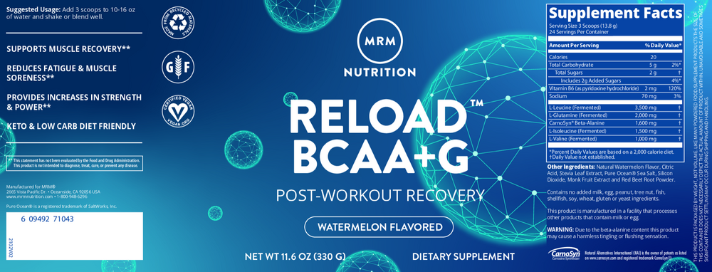 BCAA+G Reload - Natural Watermelon, 330 Grams