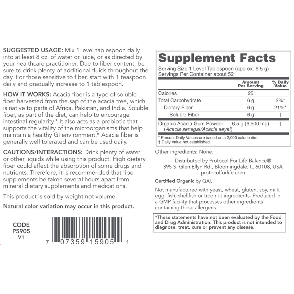 Acacia Powder, 340 Grams , Brand_Protocol for Life Balance Form_Powder powder Requires Consultation Size_340 Grams