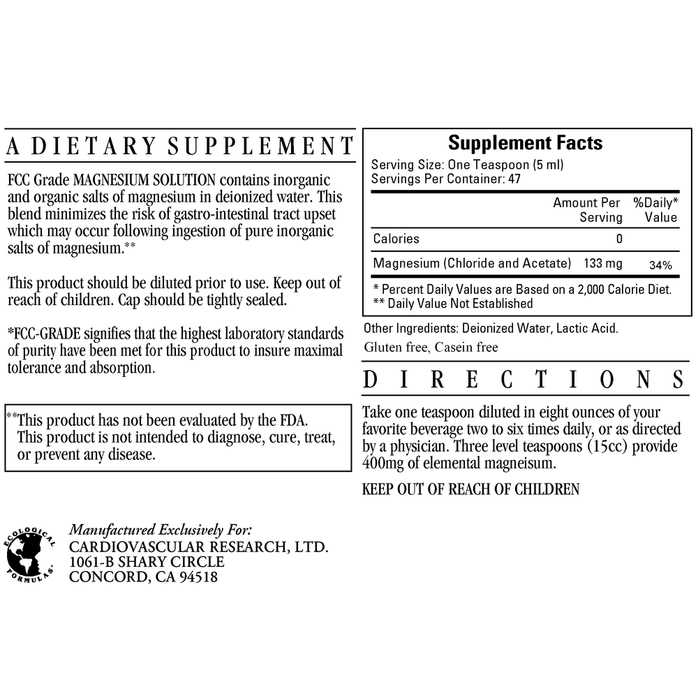 Magnesium Solution, 236.6 mL Liquid