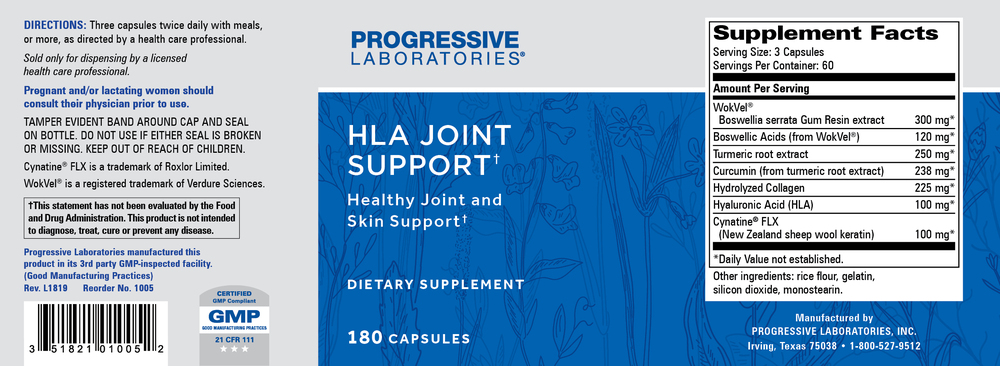 HLA Joint Support, 180 Capsules , Brand_Progressive Labs capsules Form_Capsules Requires Consultation Size_180 Capsules