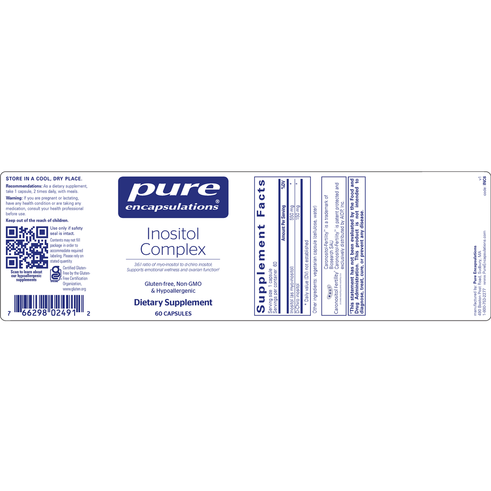 Inositol Complex, 60 Capsules , Brand_Pure Encapsulations Form_Capsules Requires Consultation Size_60 Capsules