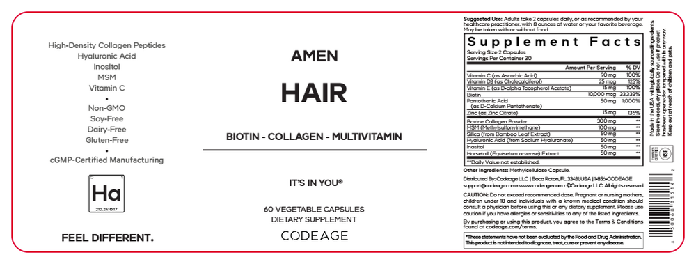 Amen Hair, 60 Capsules