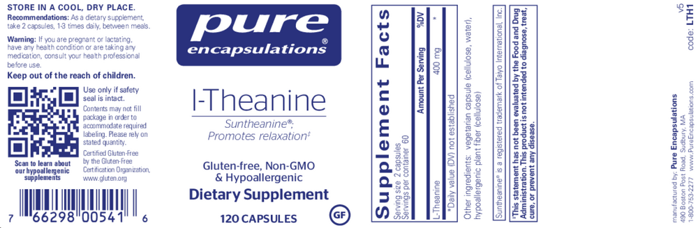 l-Theanine, 120 Capsules , Brand_Pure Encapsulations caps Emersons