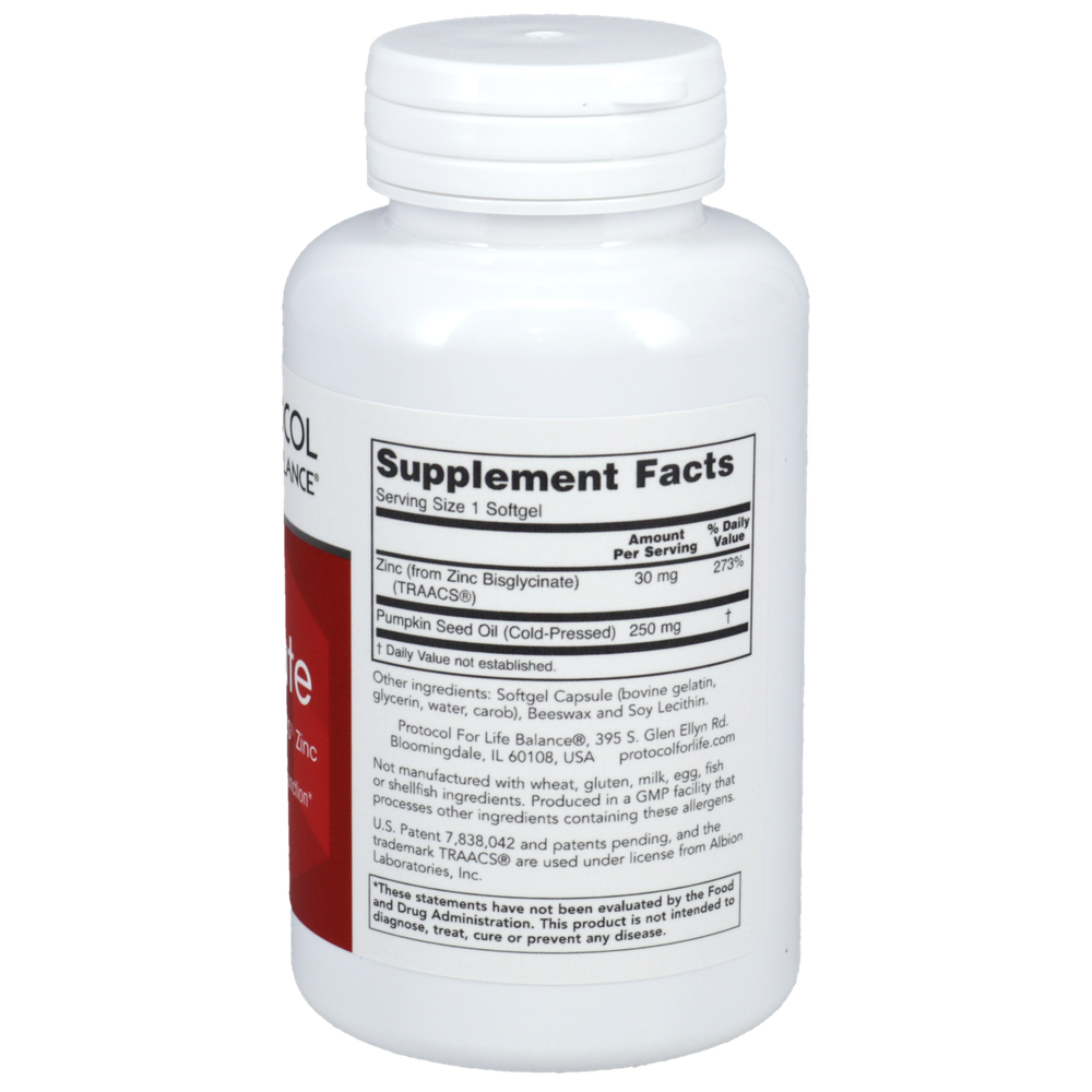 Zinc BiGlycinate, 120 gels , Brand_Protocol for Life Balance Form_Softgels Requires Consultation Size_120 Softgels softgels