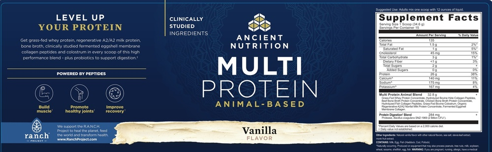Ancient Nutrition Multi Protein Animal-Based, Vanilla - back