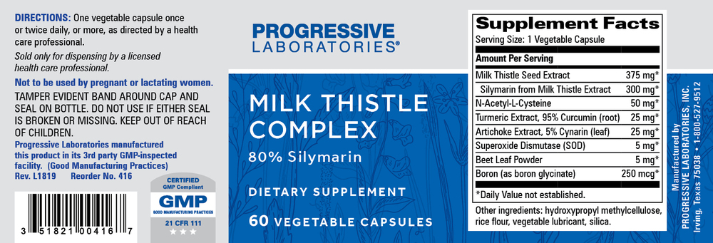 Milk Thistle Complex, 60 Capsules , Brand_Progressive Labs capsules Form_Capsules Requires Consultation Size_60 Capsules