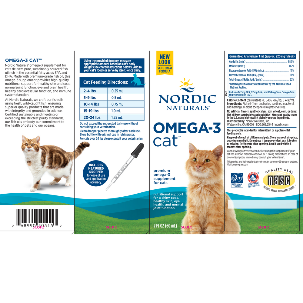 Nordic Naturals Omega-3 Cat - back of bottle