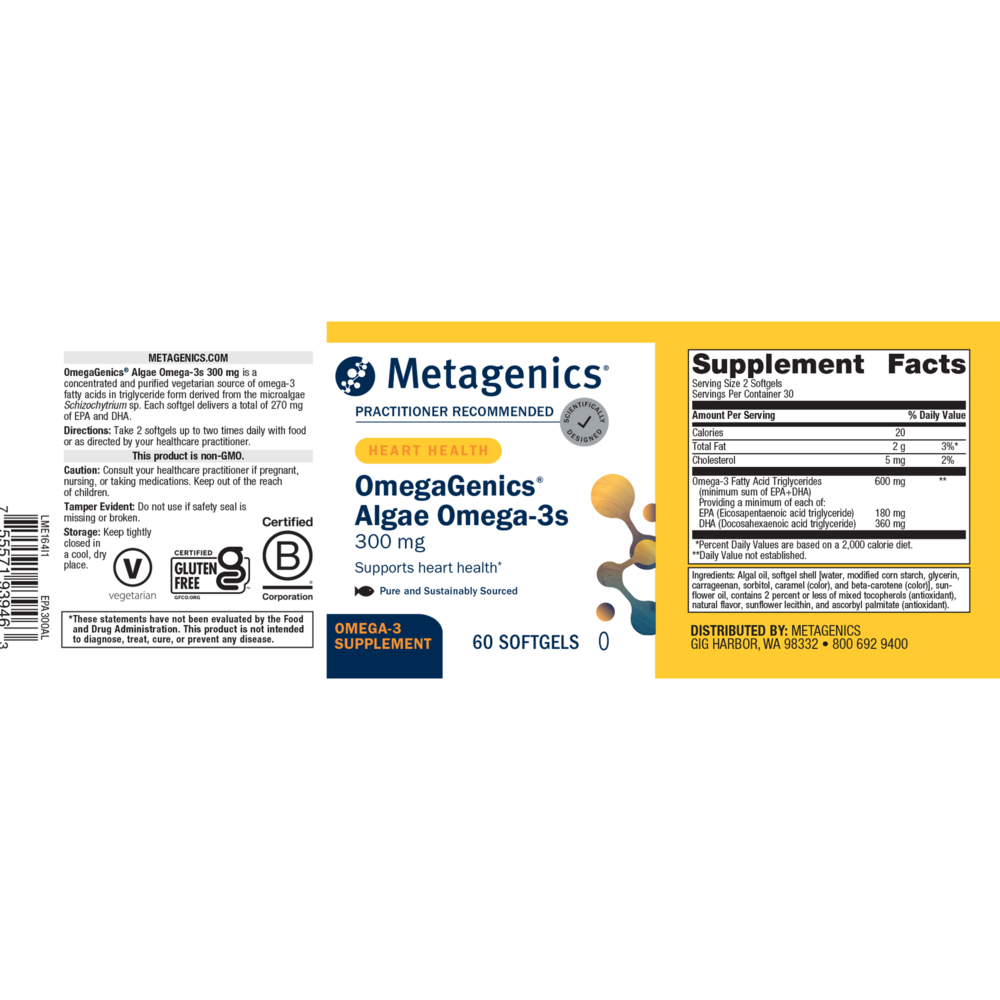OmegaGenics® EPA-DHA 300 Algae, 60 Softgels , Emersons Emersons-Alt Form_Softgels softgels