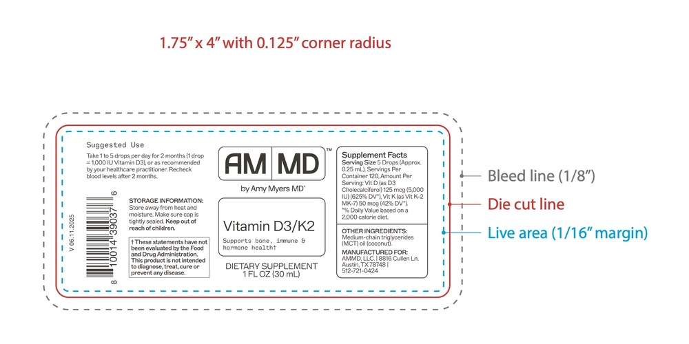 Amy Myers MD Vitamin D3 K2 Liquid - back