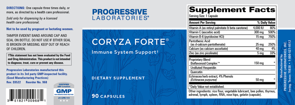 Coryza Forte, 90 Capsules , Brand_Progressive Labs capsules Form_Capsules Requires Consultation Size_90 Capsules