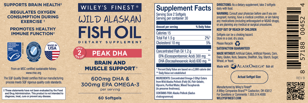 Peak DHA, 60 Softgels , Brand_Wiley's Fish Oil Form_Softgels Size_60 Softgels