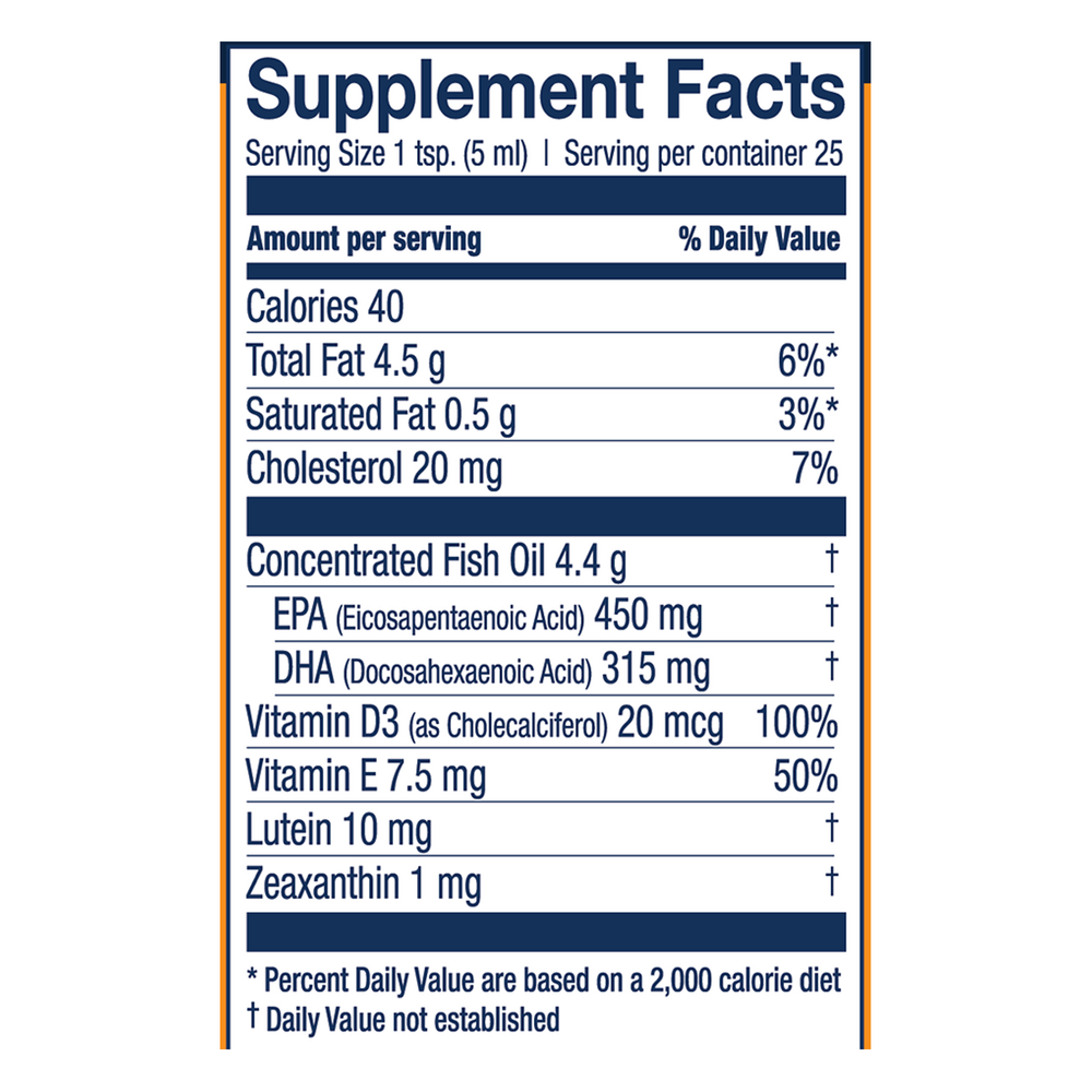 Wild Norwegian Cod Liver Oil+, Orange Bliss Flavor, 125 mL Liquid , Brand_Wiley's Fish Oil Form_Liquid Size_125 mL