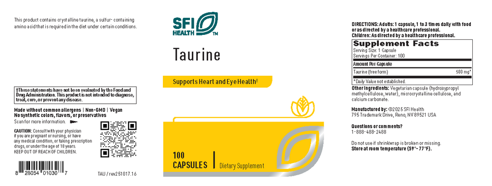 Taurine, 100 Capsules