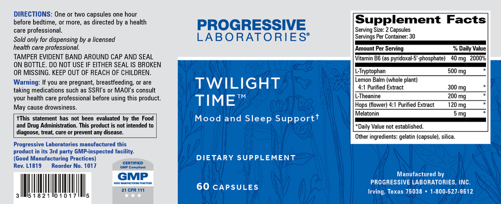Twilight Time, 60 Capsules , Brand_Progressive Labs capsules Form_Capsules Requires Consultation Size_60 Capsules