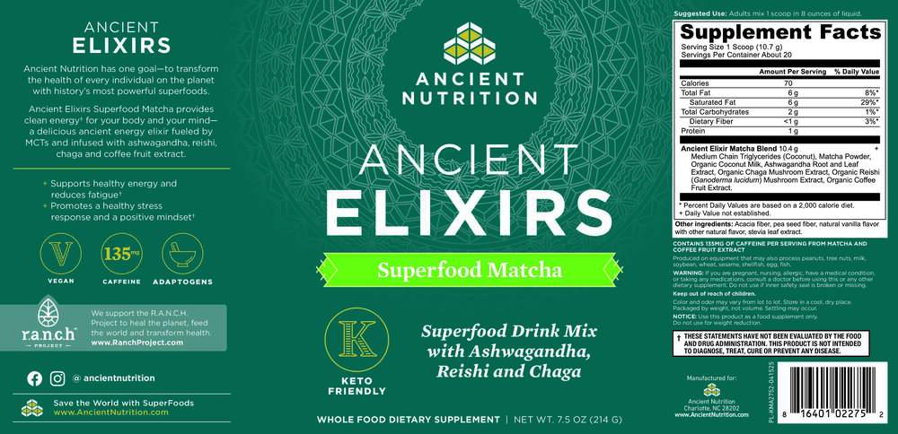 Ancient Nutrition Superfood Matcha - back