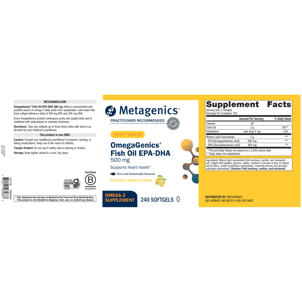 OmegaGenics® EPA-DHA 500, Lemon Flavor, 240 Softgels , Emersons Emersons-Alt Form_Softgels softgels