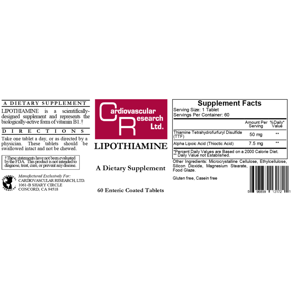 Lipothiamine, 60 Tablets