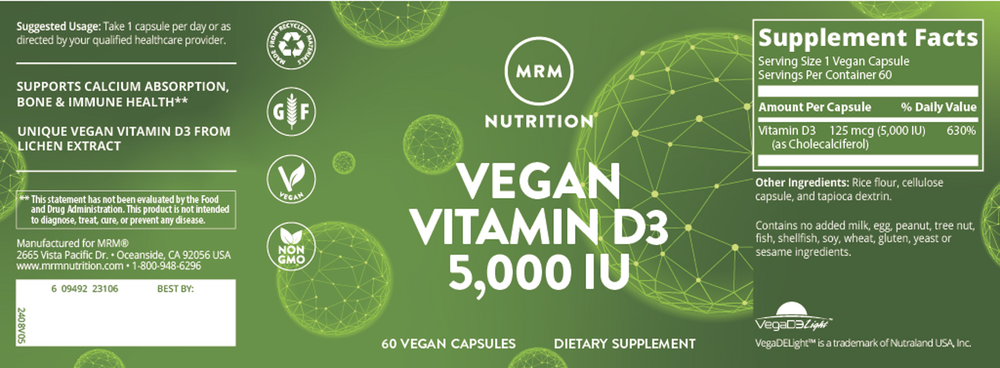 Vegan Vitamin D3 5000IU, 60 capsules