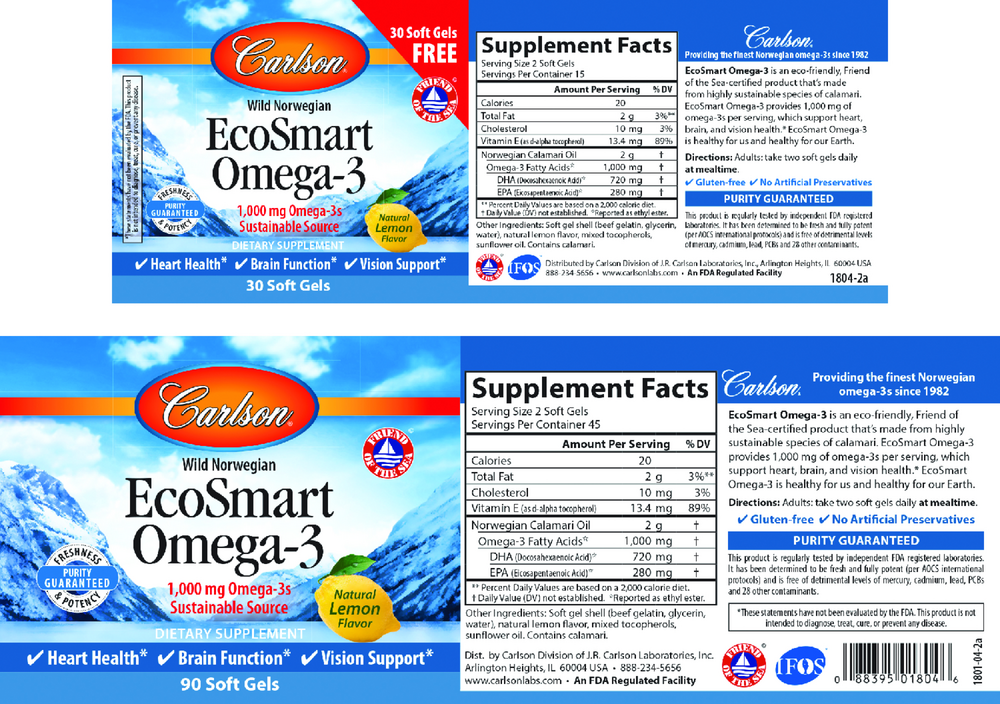 EcoSmart Omega-3 1,000mg, lemon, 120 Softgels