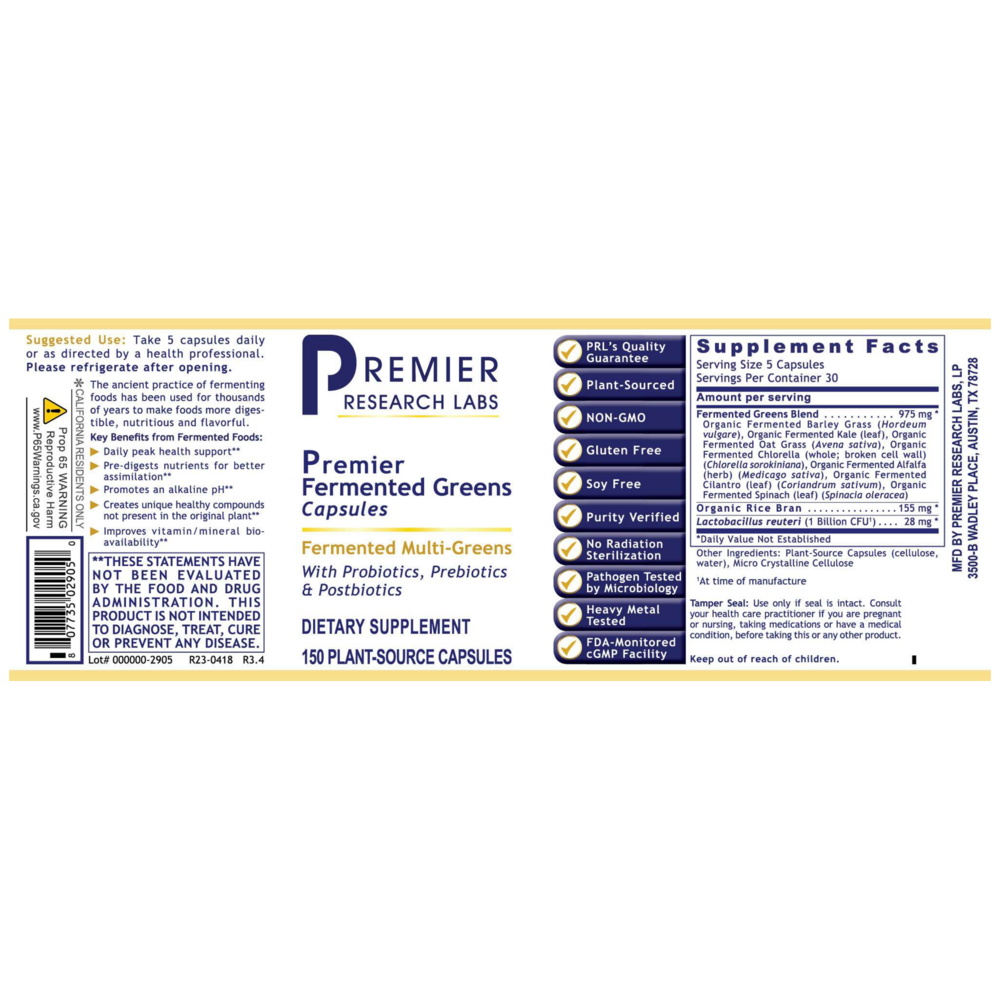 Premier Fermented Greens, 150 Capsules , Brand_Premier Research Labs capsules Form_Capsules Requires Consultation Size_150 Capsules