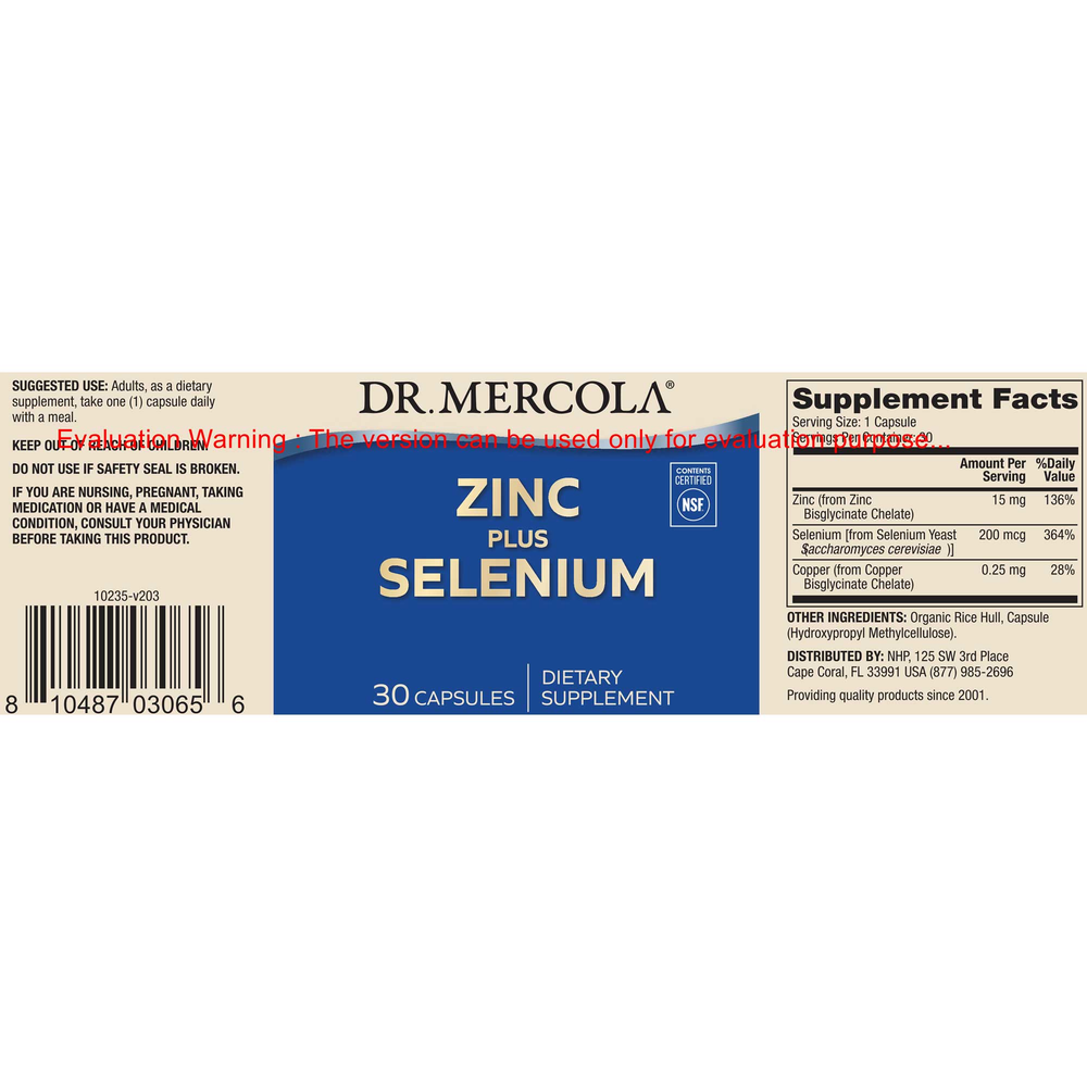 Zinc Plus Selenium, 30 Capsules