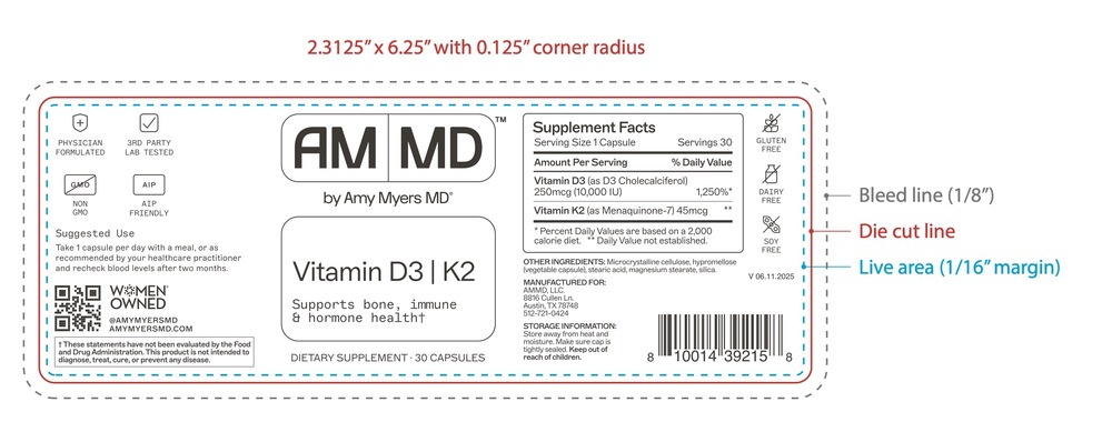 Amy Myers MD Vitamin D3 K2 10000 IU - back