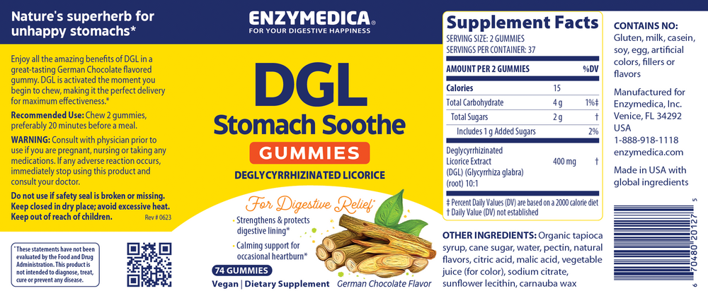 DGL Stomach Soothe Gummies, 74 Count