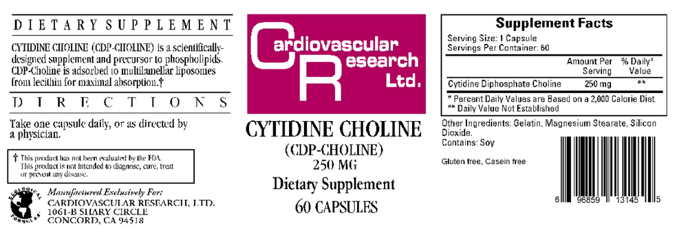Cytidine Choline/CDP 250mg, 60 Capsules
