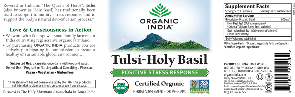 Tulsi-Holy Basil, 180 capsules , Ayurveda Brand_Organic India Form_Capsules