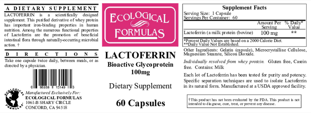 Lactoferrin 100mg, 60 Capsules