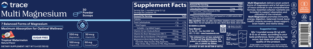 Multi Magnesium Powder, Tropical Watermelon, 153 g Powder