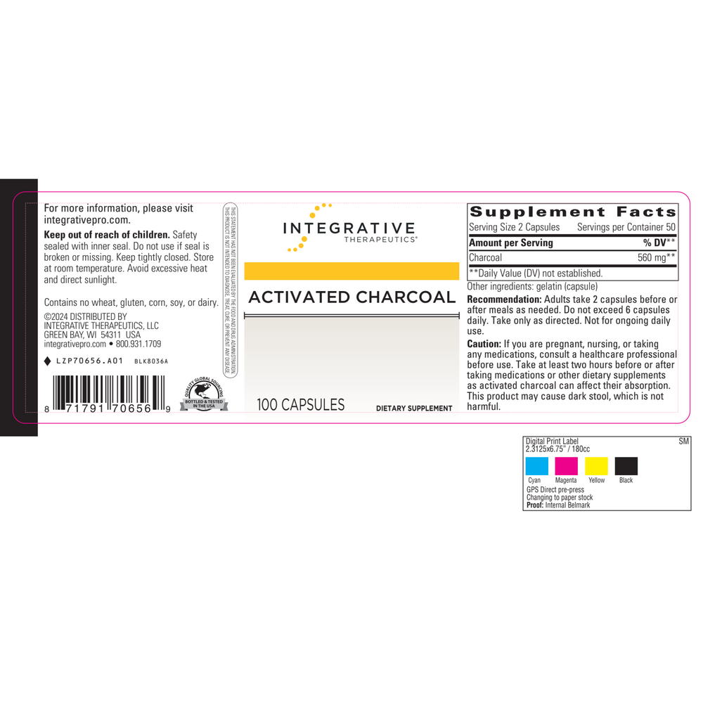 Activated Charcoal, 100 Capsules