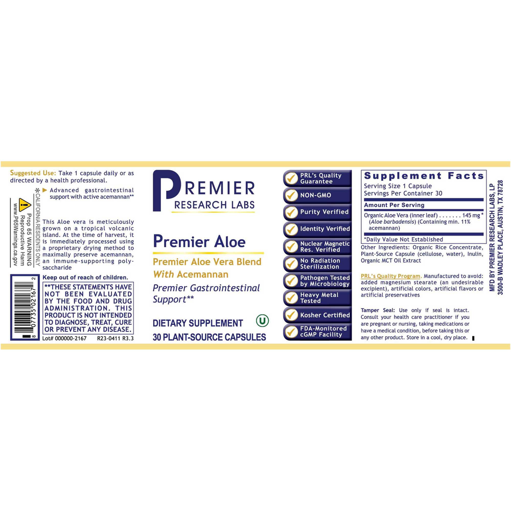 Premier Aloe, 30 Capsules , Brand_Premier Research Labs capsules Form_Capsules Requires Consultation Size_30 Capsules
