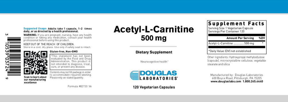 Acetyl L-Carnitine 500mg, 120 Capsules