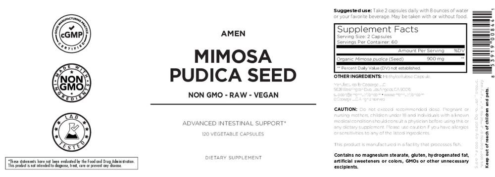 Amen Organic Mimosa Pudica Seed — back