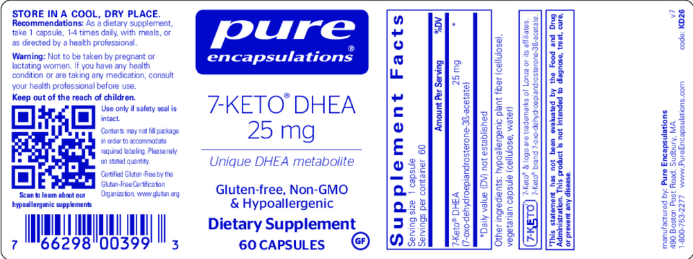 7-Keto DHEA 25mg, 60 Capsules , Brand_Pure Encapsulations Form_Capsules Requires Consultation Size_60 Capsules
