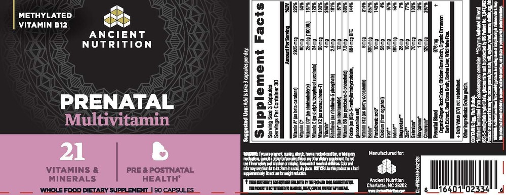 Ancient Nutrition Prenatal Multivitamin - back