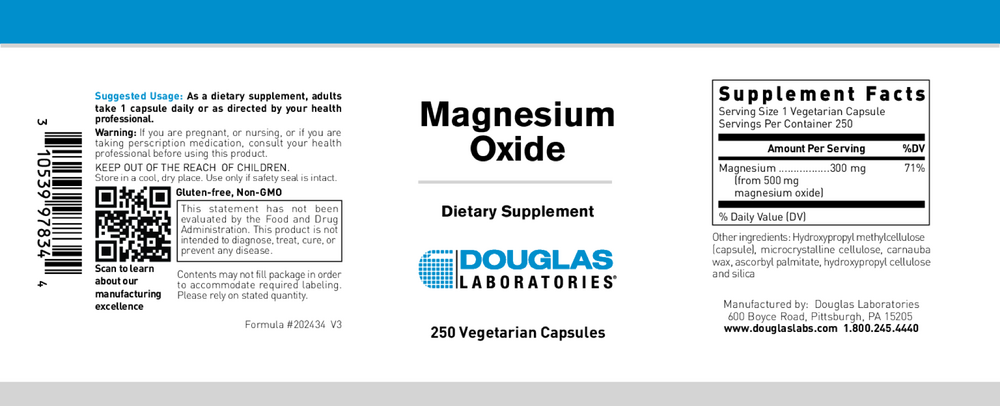 Magnesium Oxide, 250 Capsules