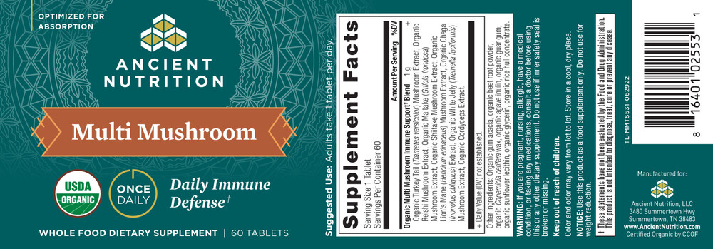 Ancient Nutrition Multi Mushroom - back